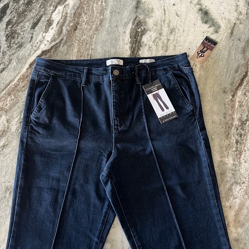 Sofía Vergara Carmen Hi-Rise Flare Dark Wash Jeans Sz 16
